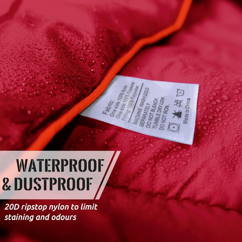 GLORSIGN Outdoor Puffy Camping Blanket, Lightweight Down Alternative Puffy Printed Camping Large Ultra Warm Hammock Top Quilt Waterproof Blanket for Traveling Picnic Beach Party Cold Weather (Red) - Image 4
